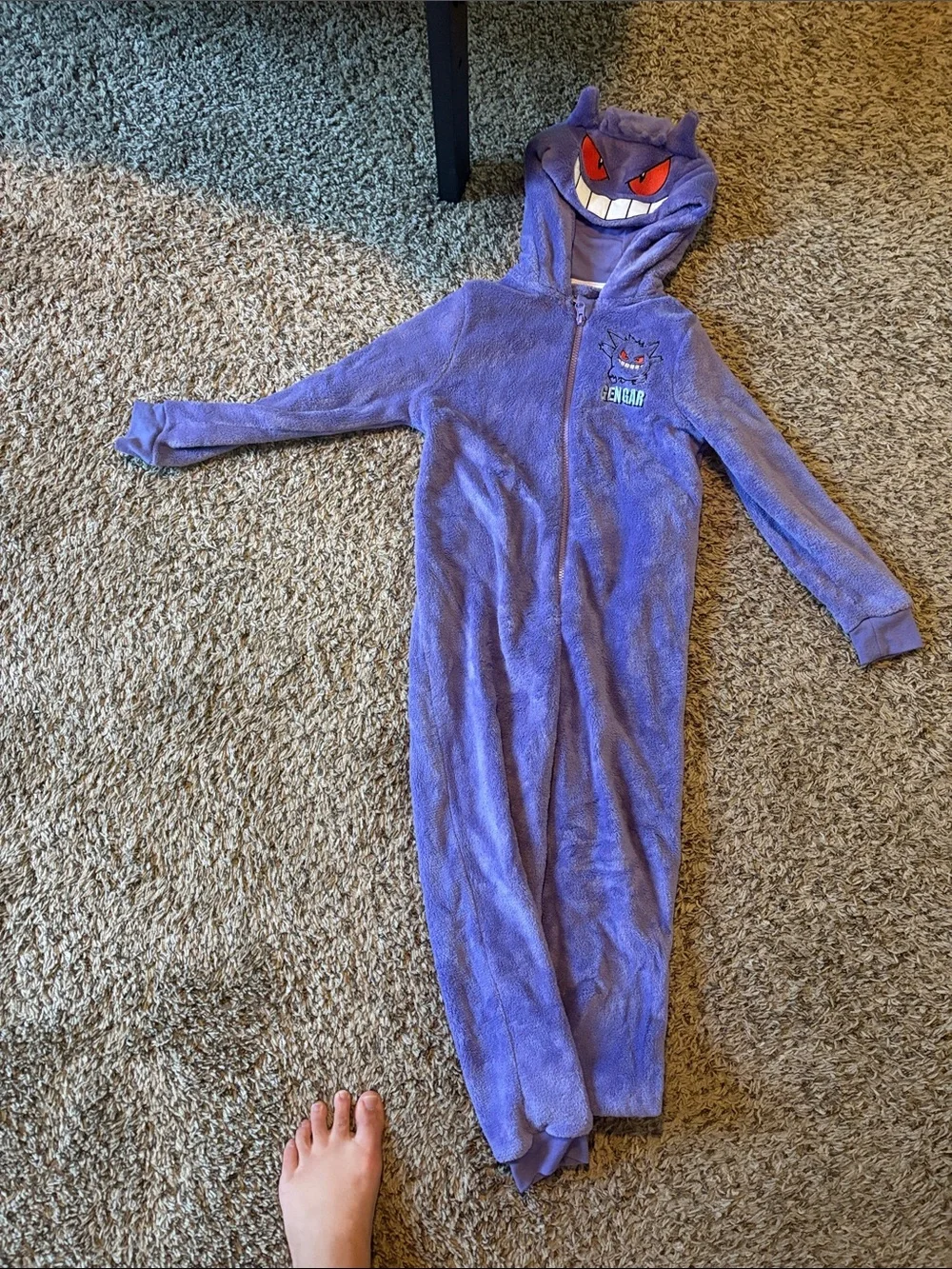 Gengar Kids Purple Fleece One-Piece Pajamas with Hood